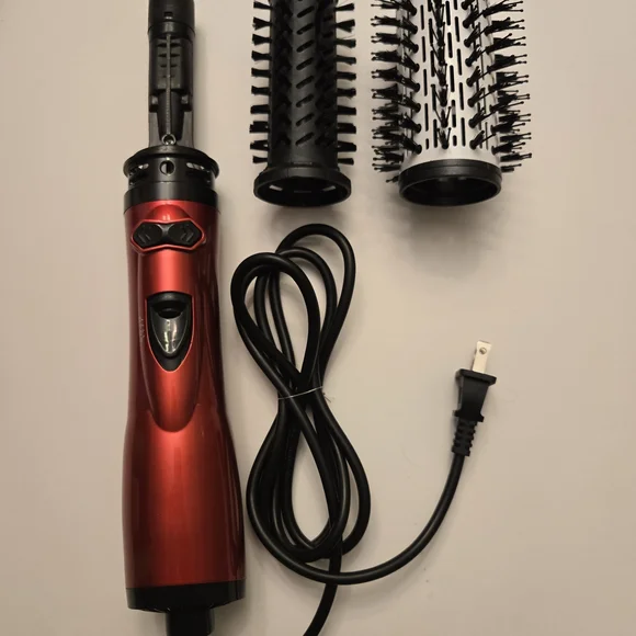 Rotating Brush Blow Dryer Red Hair Styling Tool with Attachments - Picture 3 of 3